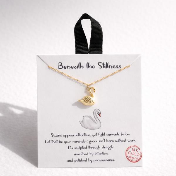 18K GOLD RHODIUM BENEATH THE STILLNESS SWAN PENDANT NECKLACE