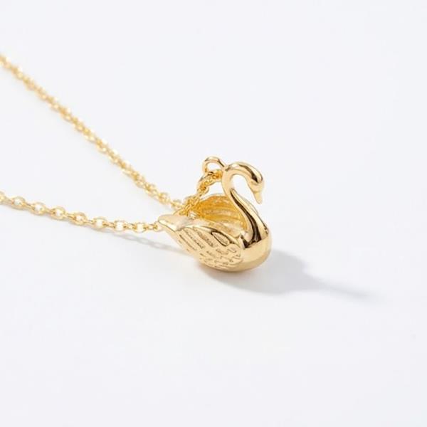 18K GOLD RHODIUM BENEATH THE STILLNESS SWAN PENDANT NECKLACE