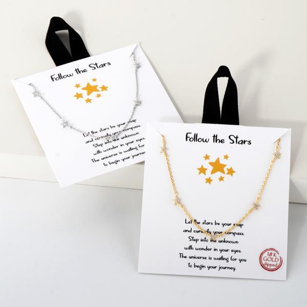 18K GOLD RHODIUM FOLLOW THE STARS STATION NECKLACE
