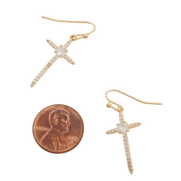 CZ CROSS CENTER STONE EARRING