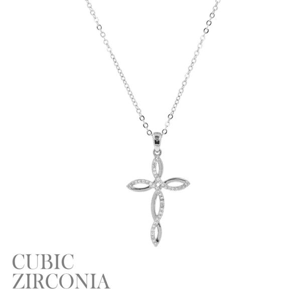 RHINESTONE CZ CROSS MARQUISE NECKLACE