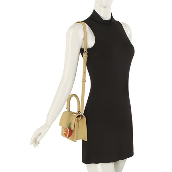 TEXTURED HANDLE SATCHEL W KEYCHAIN