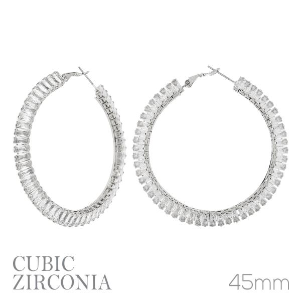 CZ 45M BAGUETTE HOOP EARRING