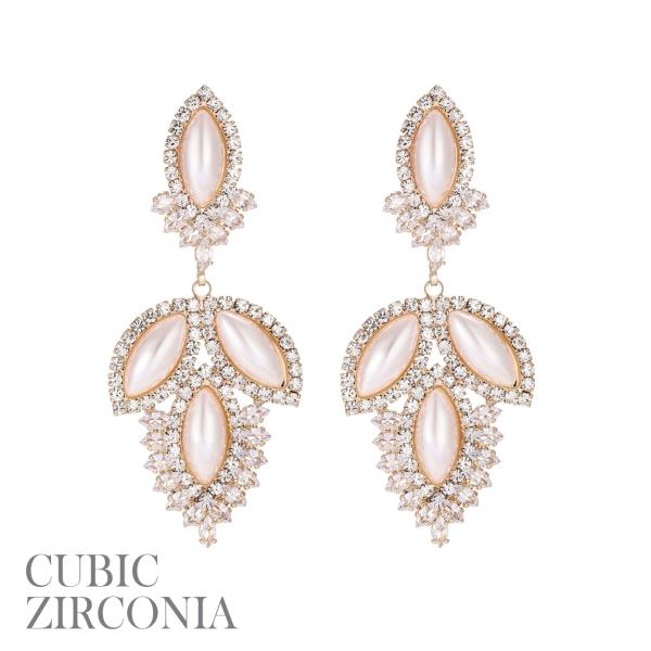 CZ MARQUISE PEARL STONE EARRING