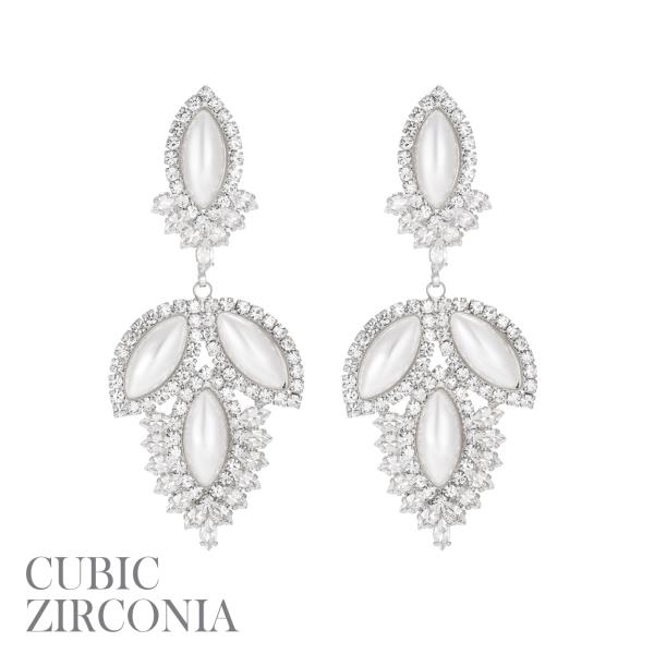 CZ MARQUISE PEARL STONE EARRING
