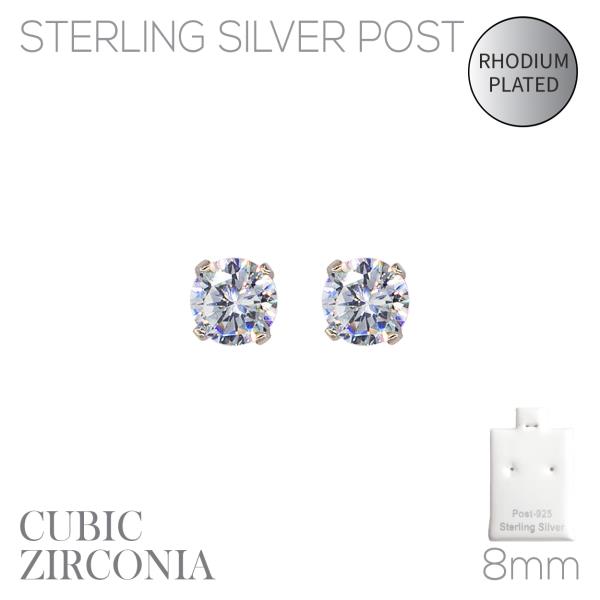 RHINESTONE ROUND CZ STERLING SILVER POST EARRING