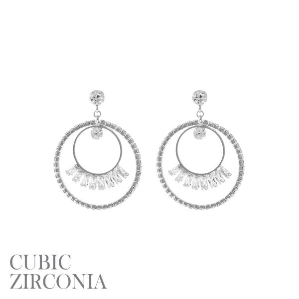 CZ CIRCLE BAGUETTE DANGLE EARRING