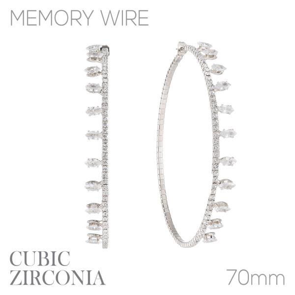 RHINESTONE 70MM CZ MARQUISE STONE HOOP EARRINGS