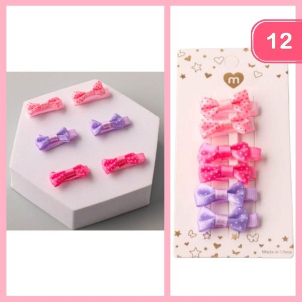 SPOTTED BOW VELCRO HAIR CLIP (12 UNITS)