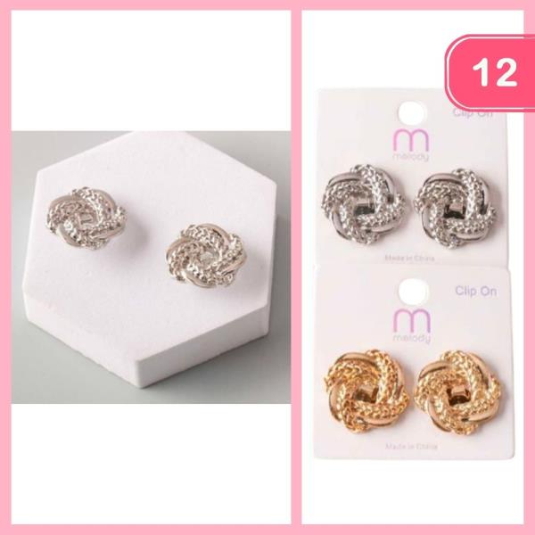 ROPE WOVEN SQUARE CLIP ON EARRING (12 UNITS)