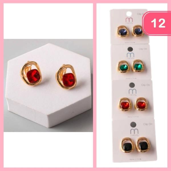 CRYSTAL NESTLED RING CLIP ON EARRING (12 UNITS)