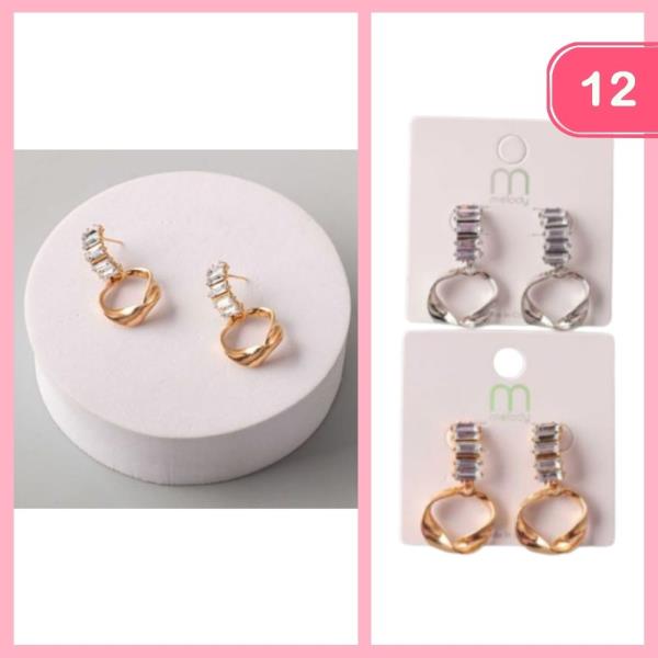 CRYSTAL HUG TWISTED RING EARRING (12 UNITS)