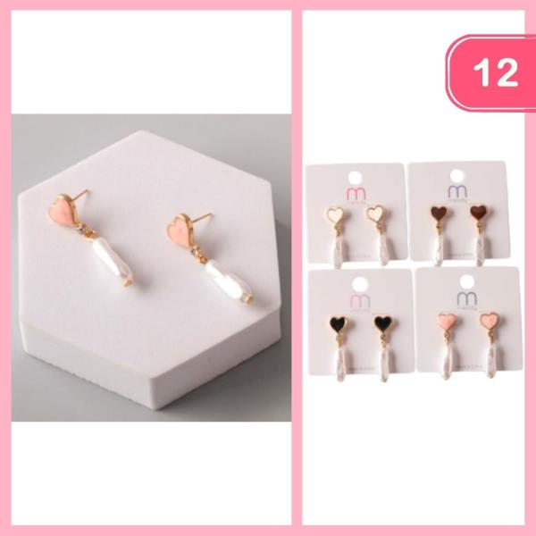 HEART BAR PEARL DROP EARRING (12 UNITS)