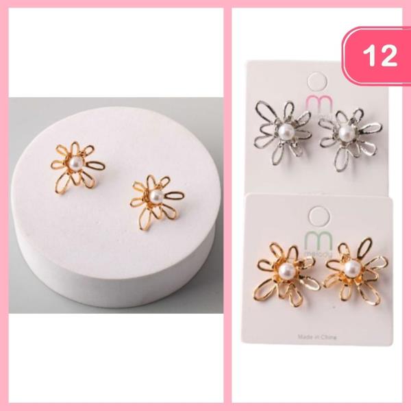 PEARL WIRE BLOSSOM EARRING (12 UNITS)