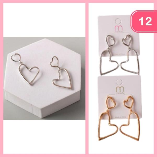 HEART SCULPTED WIRE DROP EARRING (12 UNITS)
