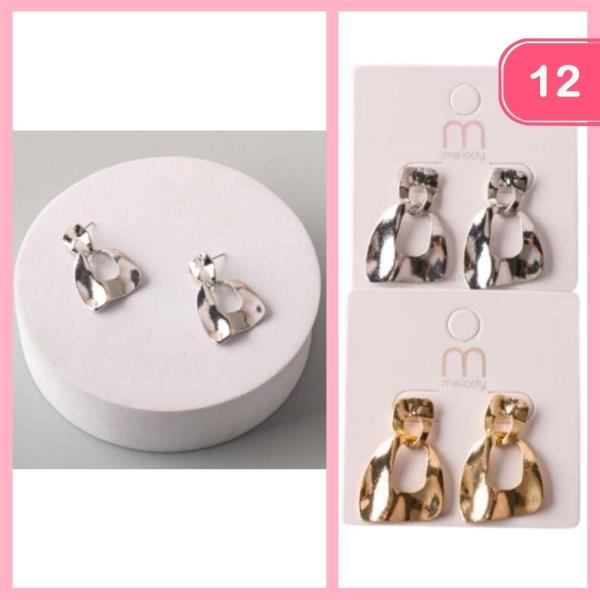 HAMMERED COWBELL LINK DROP EARRING (12 UNITS)