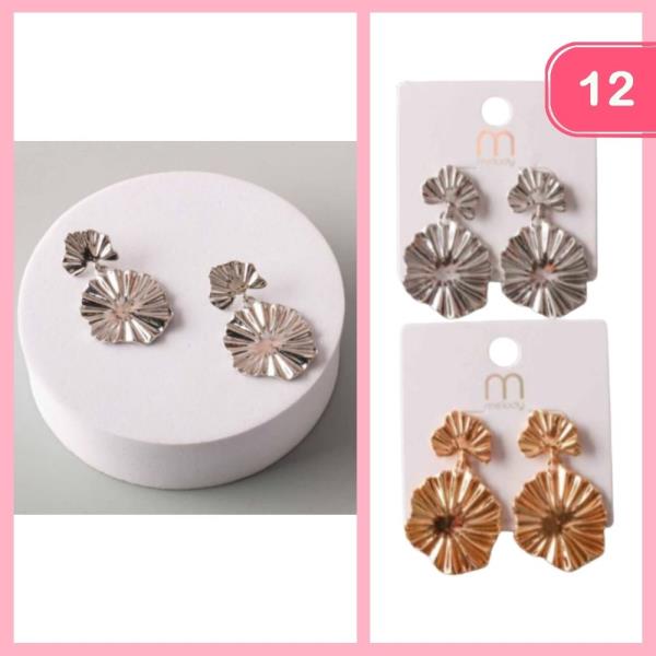 PLEATED PAD DROP PETAL EARRING (12 UNITS)