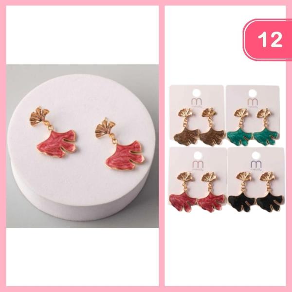 SCULPTED FAN LEAF DROP EARRING (12 UNITS)