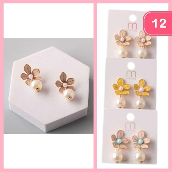 PEARL DROP STAR FLOWER EARRING (12 UNITS)
