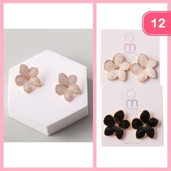 ENAMEL MAGNOLIA POST EARRING (12 UNITS)
