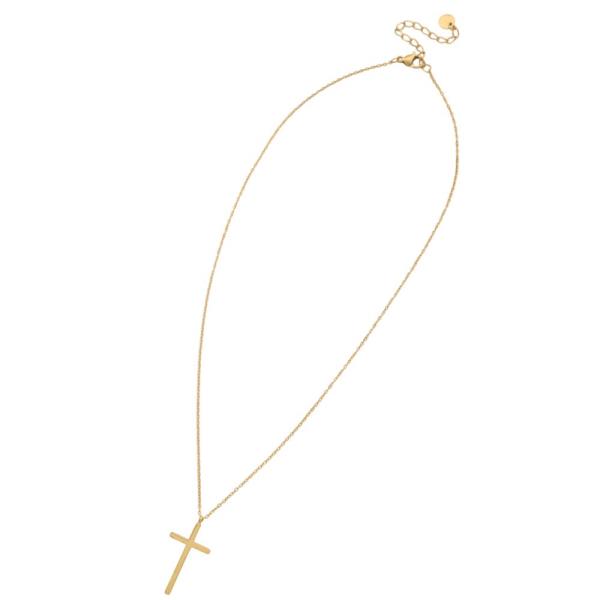 WATER RESISTANT STAINLESS STEEL CROSS CHARM NECKLACE