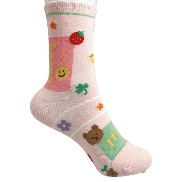GOOD VIBE CLOVER BEAR GRAPHIC CREW SOCKS