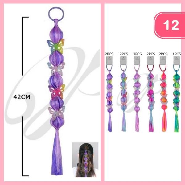 HAIR TIE EXTENSION WITH BUTTERFLIES (12 UNITS)