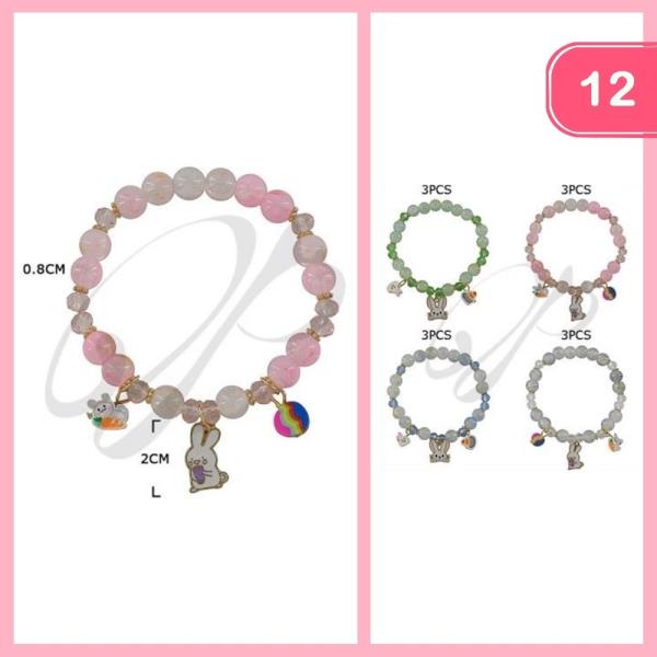 CUTE BEADED EASTER CHARM BRACELET (12 UNITS)