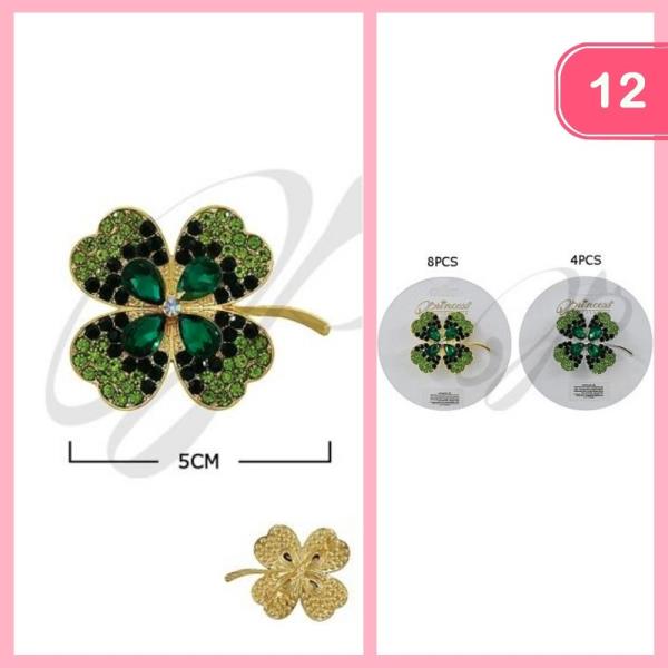 RHINESTONE ST PATRICK`S DAY BROOCH (12 UNITS)