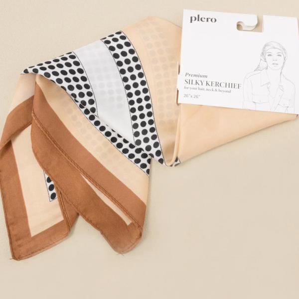 POLKA DOT CONTRAST SILKY BANDANA SQUARE NECK SCARF