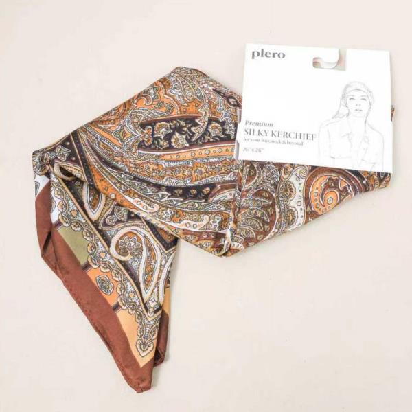 VINTAGE PAISLEY PRINT SILKY SQUARE NECK SCARF