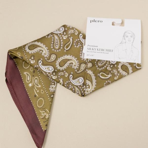 VINTAGE PAISLEY BORDER SILKY BANDANA SQUARE NECK SCARF