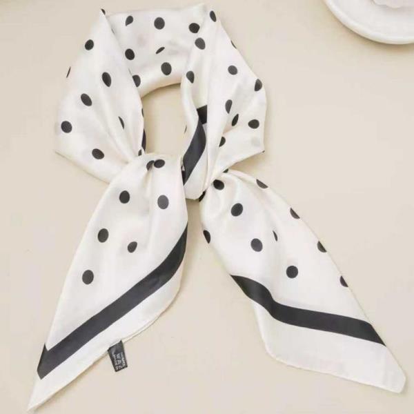 POLKA DOT SILKY SQUARE NECK SCARF