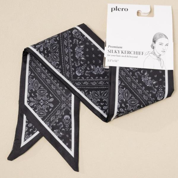 PAISLEY FRAME SILKY BANDANA SKINNY NECK SCARF