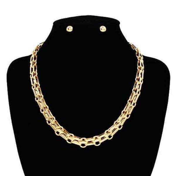 METAL CHAIN NECKLACE EARRING SET