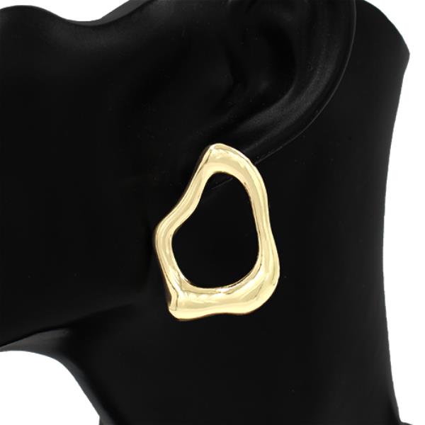IRREGULAR MELTED FRAME OPEN HOOP STATEMENT EARRING