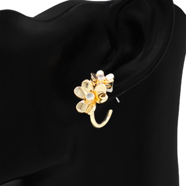 MINI FLORAL CLUSTER CURVED HUGGIE EARRING
