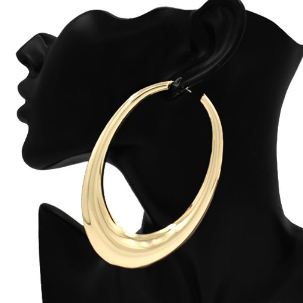BOLD OVAL TAPERED LARGE HOOP STATEMENT EARRING