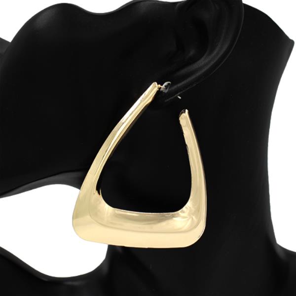 THICK CURVED TRIANGLE OPEN HOOP STATEMENT EARRING