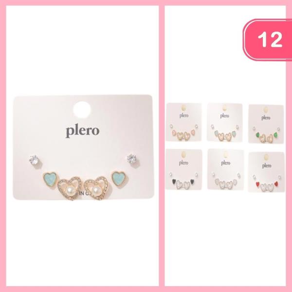 RHINESTONE HEART POST EARRING (12 UNITS)