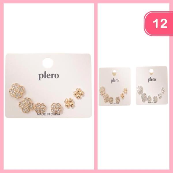 RHINESTONE FLOWER POST EARRING (12 UNITS)