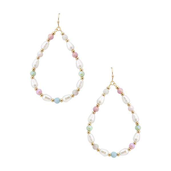 CCB GLASS PEARL MIX TEARDROP EARRING