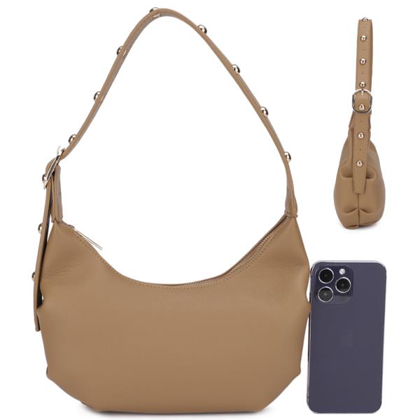 CURVE STUD SHOULDER BAG