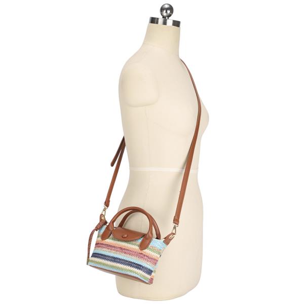 MULTI COLOR WOVEN HANDLE SATCHEL BAG