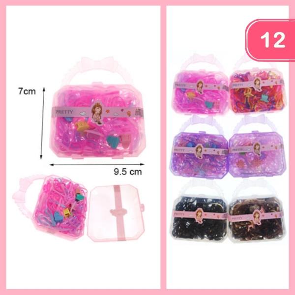 RUBBER HAIR TIE WITH MINI HAIR CLAW CLIP (12 UNITS)
