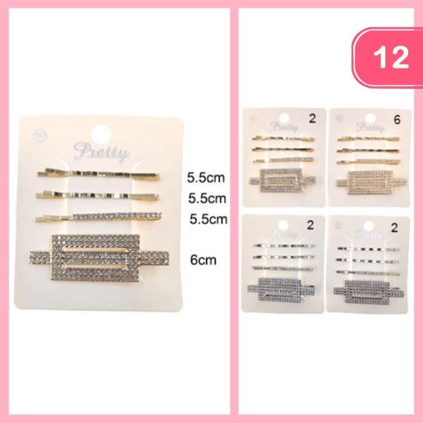 RHINESTONE BOBBY PIN HAIR SET (12 UNITS)