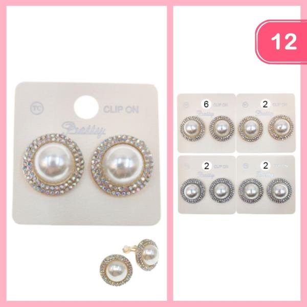 ROUND RHINESTONE POST EARRING (12 UNITS)