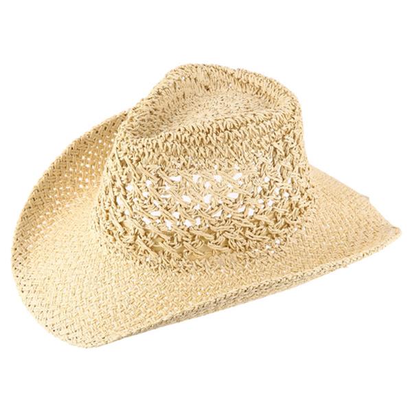 TRUCTURED OPEN WEAVE STRAW COWBOY SUN HAT