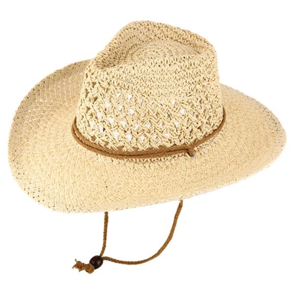 WEAVE CHIN STRAP STRAW COWBOY SUN HAT