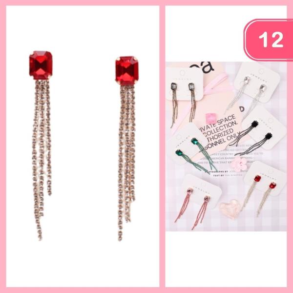 RHINESTONE TASSEL EARRING (12 UNITS)